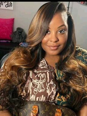 Luxury Soft Body Wave Human Hair Wig - Chocolate Brown with Caramel Highlights